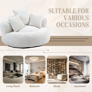 English Elm Lazy Sofa Oversized Ergonomic Bean Bag Lounger with High Wrap Back, Plush Chenille Foam Comfort for Living Room, Bedroom, Office Beige W395P252048