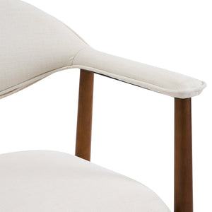 English Elm Modern Rubberwood Dining Chair Set Sculptural Curved Back Upholstered Seat Walnut Frame Beige,Walnut N768P391165W