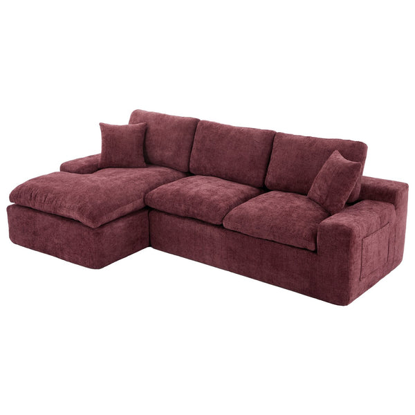 English Elm Cloud Modular Sectional Sofa with Double-Layer Cushioning, Deep 21.5" Seat, Chenille Upholstery & Side Pockets Red N719S001980J