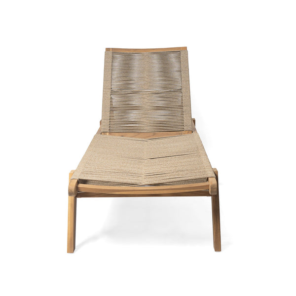 English Elm Christopher Knight Home® - Catania Teak+Beige Outdoor Rope Chaise Lounge Set of 2 – Acacia Wood Frames, 4-Position Adjustable, Weather-Resistant Comfort N775P203284G