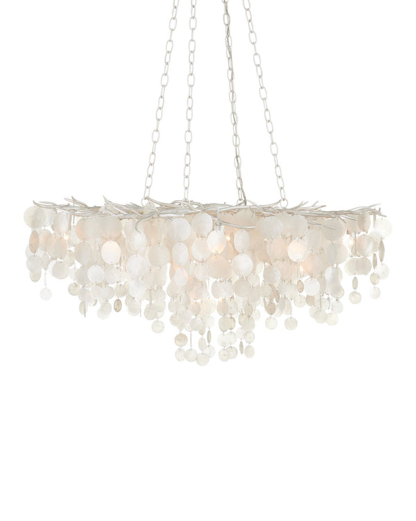Currey & Company Lusso Chandelier - Elegant Hand-cut Capiz Shells, Adjustable Height, Stunning Wrought Iron Design Silver Capiz Shell ,Wrought Iron 9000-1322-currey-company