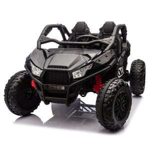English Elm 24v Two Seater Kids Utv with Parental Remote Dual Motors Four Wheel Suspension Led Black W1578P198431
