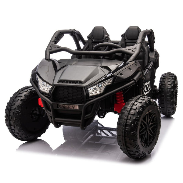 English Elm 24v Two Seater Kids Utv with Parental Remote Dual Motors Four Wheel Suspension Led Black W1578P198431