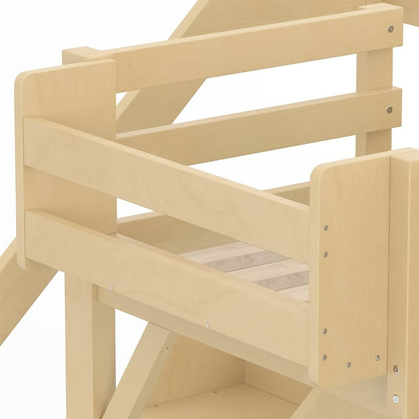 English Elm Twin Low Loft Bed Solid Pine Frame Kids Study Desk Blackboard Storage White Natural W1580S00547