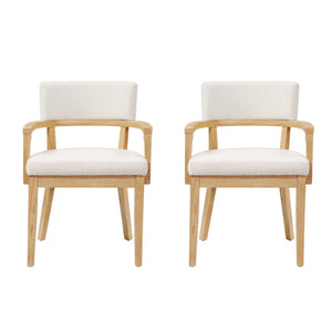 English Elm Christopher Knight Home® - Mid Mid Century Modern Boucle Dining Chairs with Wood Frame, U-Shape Arms, High-Density Foam Comfort Beige,Oak N771P331337A