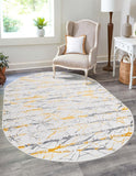 Unique Loom Finsbury Anne Machine Made Botanical Rug Yellow and Gray, Ivory/Gray 5' 3" x 8' 0"