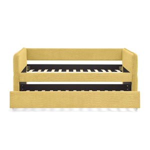 English Elm Daybed Boucle Upholstered Tufted Twin Trundle Sofa for Guest Bedroom Studio Lounge Yellow W1413S00174