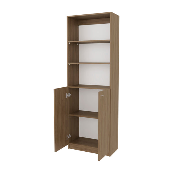 English Elm Natural Oak And White Bookcase With 2 Doors, Open Shelves – Stylish Storage For Modern Spaces B062P355527