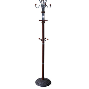 English Elm 73" Tall Chrome and Wood Coat Rack with 60 lb Capacity, Composite Wood Finish, Elegant Entryway Organizer Cherry B072115912