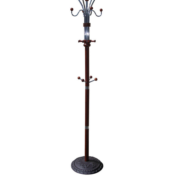 English Elm 73" Tall Chrome and Wood Coat Rack with 60 lb Capacity, Composite Wood Finish, Elegant Entryway Organizer Cherry B072115912