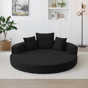 English Elm Convertible Corduroy Floor Futon Sofa Foldable Foam Lounge Bed for Any Room Black W2677P487204