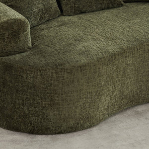 English Elm Curved Chenille Loveseat with Memory Foam Seating and Three Pillows for Compact Spaces Olive Green W2915P324471