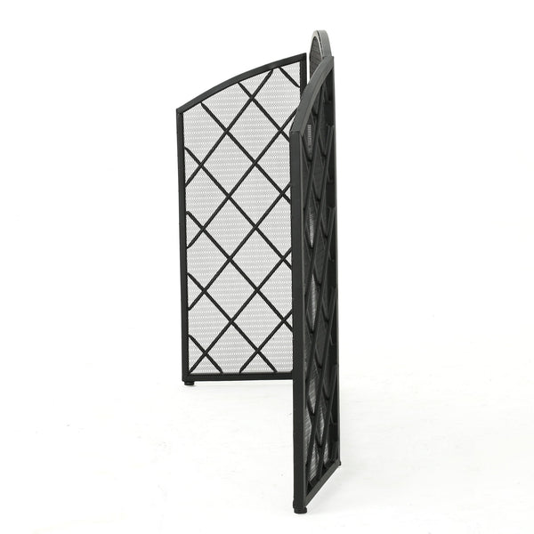English Elm Christopher Knight Home® - FIRE Amiyah 3-Panel Iron Fireplace Screen - Decorative Protective Mesh Shield for Hearth Safety and Style Black 61127.00