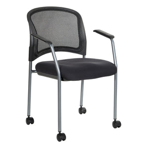 OSP Home Furnishings Titanium Finish Stackable Office Chair with Mesh Back and Foam Seat for Reception Areas Coal 86740R-30