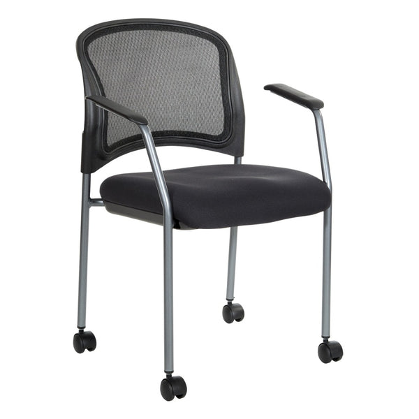 OSP Home Furnishings Titanium Finish Stackable Office Chair with Mesh Back and Foam Seat for Reception Areas Coal 86740R-30