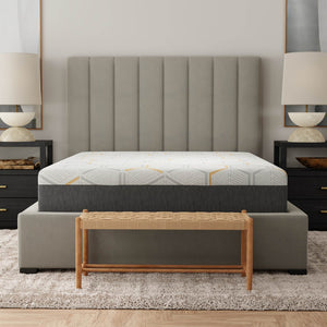 English Elm 12" Copper Gel Memory Foam King Mattress with Cooling Air Grid Base and Split Head B180P172065