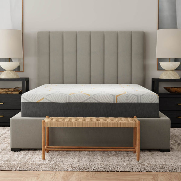 English Elm 12" Copper Gel Memory Foam King Mattress with Cooling Air Grid Base and Split Head B180P172065