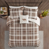 Woolrich Alton Lodge/Cabin Plush to Sherpa Down Alternative Comforter Set WR10-3327 Tan Plaid