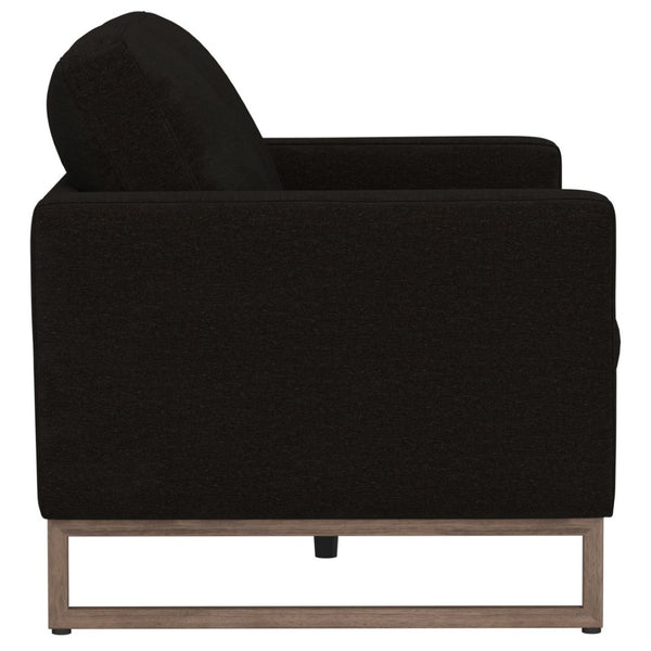 English Elm Black Mid-century Modern Loveseat with Wraparound Metal Base for Living Rooms B361P483237