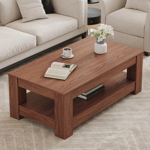 English Elm A modern rectangular coffee table with double-layer storage, high 250 lb capacity and felt pads Walnut W3226P330938