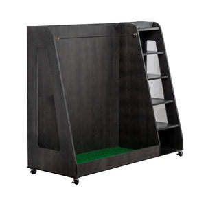 English Elm Gray Wooden Golf Organizer Rack with Drawers for Garage Club Bag Shoe Storage Gray W1422P296368