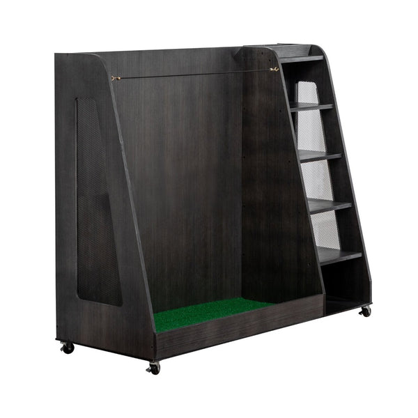 English Elm Gray Wooden Golf Organizer Rack with Drawers for Garage Club Bag Shoe Storage Gray W1422P296368