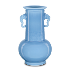 Sky Blue Elephant Handles Vase