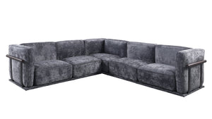 English Elm 102 Inch Linen Modular Sectional Sofa with Hidden Storage and Cloud Cushion Comfort Dark Gray W1099S00190