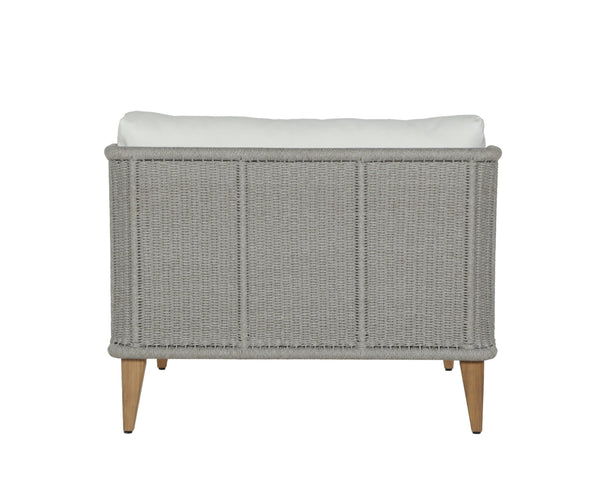 Sunpan Ibiza Armless Chair - Modern Outdoor Lounge with Durable Teak Frame & Eco-Friendly Grey Fabric Natural / Stinson White