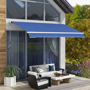 English Elm Outsunny 12' X 10' Retractable Awning - Durable Uv & Water-Resistant Shade With Manual Crank For Decks W2225P175523-GIGA