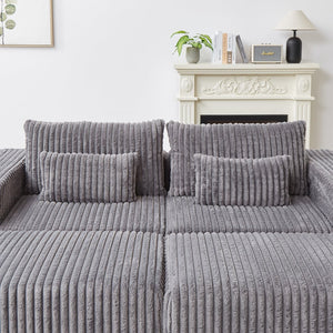 English Elm 87" Oversized Sectional Lounge Chaise – No Assembly, Cloud Plush Loveseat With 2 Footstools, Modern Comfort W834S00332