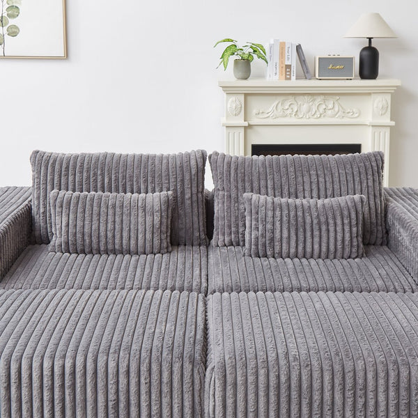 English Elm 87" Oversized Sectional Lounge Chaise – No Assembly, Cloud Plush Loveseat With 2 Footstools, Modern Comfort W834S00332