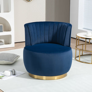 English Elm 360 Velvet Swivel Barrel Chair with Plush Foam Cushion, 360° Rotating Accent Seat for Living Room Navy W395P145392