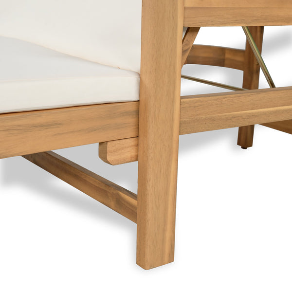 English Elm Christopher Knight Home® - Outdoor acacia chaise lounge with adjustable recline, durable hardwood frame and water‑resistant cushion comfort Cream Color,Light Teak 52.25 L x 28.5 W x 8.75 H N776P266158C