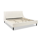 English Elm Aspen Vertical Tufted Headboard Platform Bed Set, King, Cloud White Performance Velvet