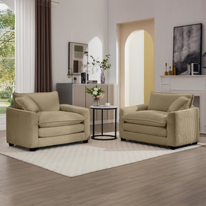 English Elm Luxurious Deep Seated Sofa Set With 2 Chairs In Tan Corduroy - Perfect For Modern Living Spaces! W714S00784