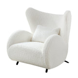 Cream Boucle Accent Chair, Sherpa Single Sofa, Elegant Armchair for Living Room, Beige