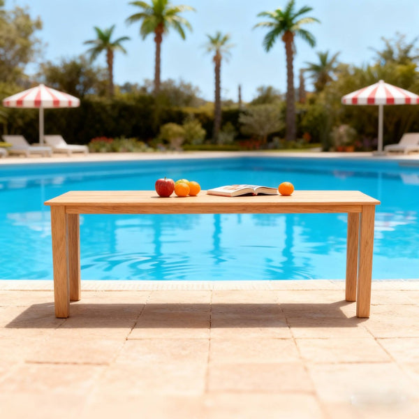 English Elm 68.9-inch Outdoor Rectangular Dining Table Hips Wood Grain Seats Six with Umbrella Hole W2085P364122