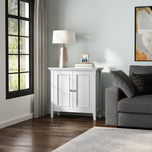 English Elm Amherst Solid Pine Storage Cabinet French Finish Transitional Style for Entryway or Living Room White B136P436046
