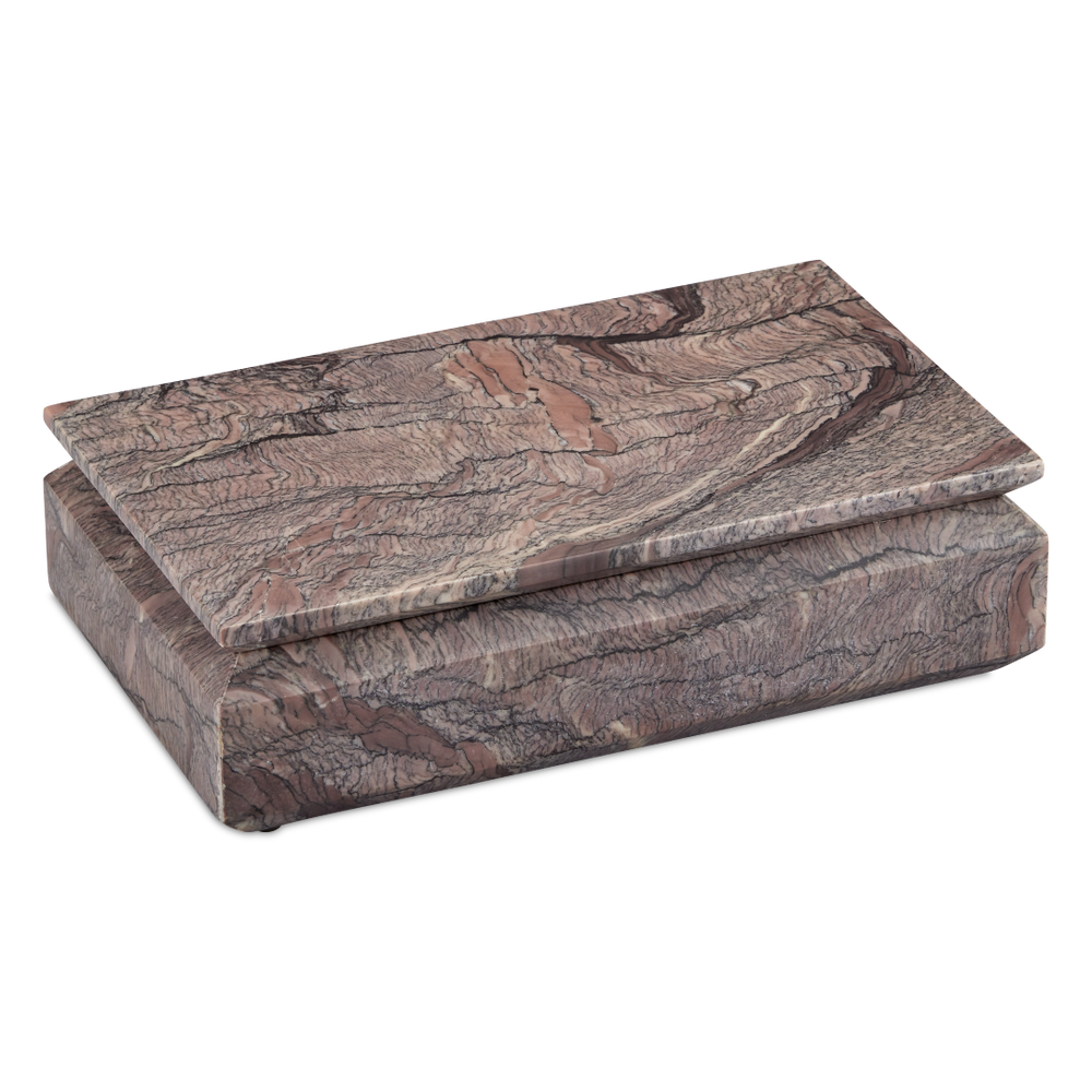 Leslie Breccia Marble Box - Unique Handcrafted Decorative Storage with Natural Gray Variation & Style