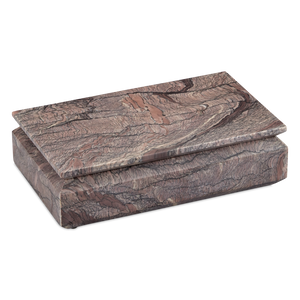 Leslie Breccia Marble Box - Unique Handcrafted Decorative Storage with Natural Gray Variation & Style