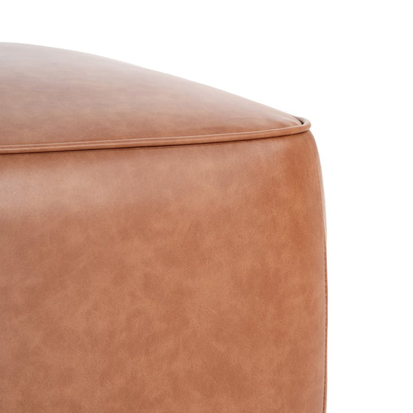 English Elm Upholstered Square Pu Leather Ottoman with Foam Seating for Modern Living Rooms N757P414086T