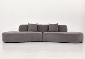 English Elm 132" Curved Sofa with Velvet Upholstery, Luxurious 6-Seater Half Moon Design for Modern Spaces Grey B2735S00030
