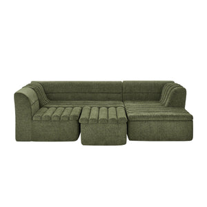 English Elm 135" U-shaped Chenille Sectional with Movable Ottoman Four Piece Modular Living Room Sofa Green W1413S00127