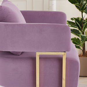 English Elm TS Modern decorative chair Lilac - Teddy fleece velvet 2PCs, gold legs, ergonomic sponge comfort, chic W2311P333677