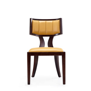 English Elm Dining Chairs Set of 2 Klismos Faux Leather Walnut Beech Frame Tailored Seating B365P415821
