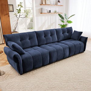 English Elm This 3 - Seater Sofa Set with Tufted Chenille, High-Rebound Cushions, Solid Wood Frame, Modern Design Blue W714S01148