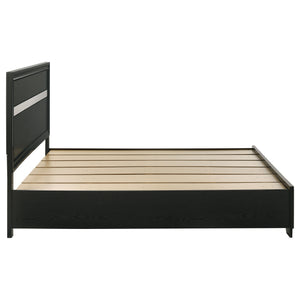 English Elm May 2-Drawer Platform Eastern King Storage Bed with Shimmery Foil Headboard and Rhinestone Pulls craftsmanship and glamour combined for dreamy modern bedroom allure Black B062S01086