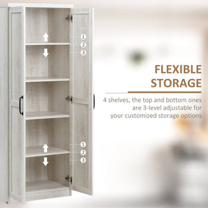 English Elm Homcom 63" Freestanding Kitchen Pantry With 5-Tier Shelving, Adjustable Storage & Antique White Finish W2225P229353