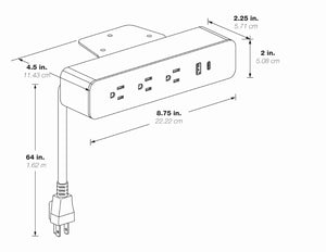OSP Home Furnishings Undersurface-mount Power Hub with Usb-c Ac Outlets for Desks and Workstations PM8311W